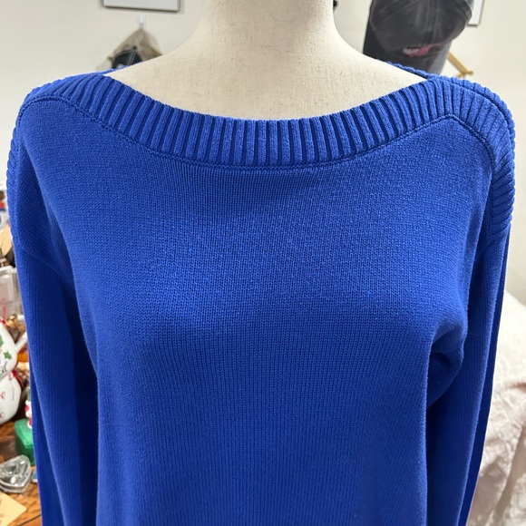 LOFT 100% Cotton Royal Blue Sweater Size Small - Picture 3 of 8